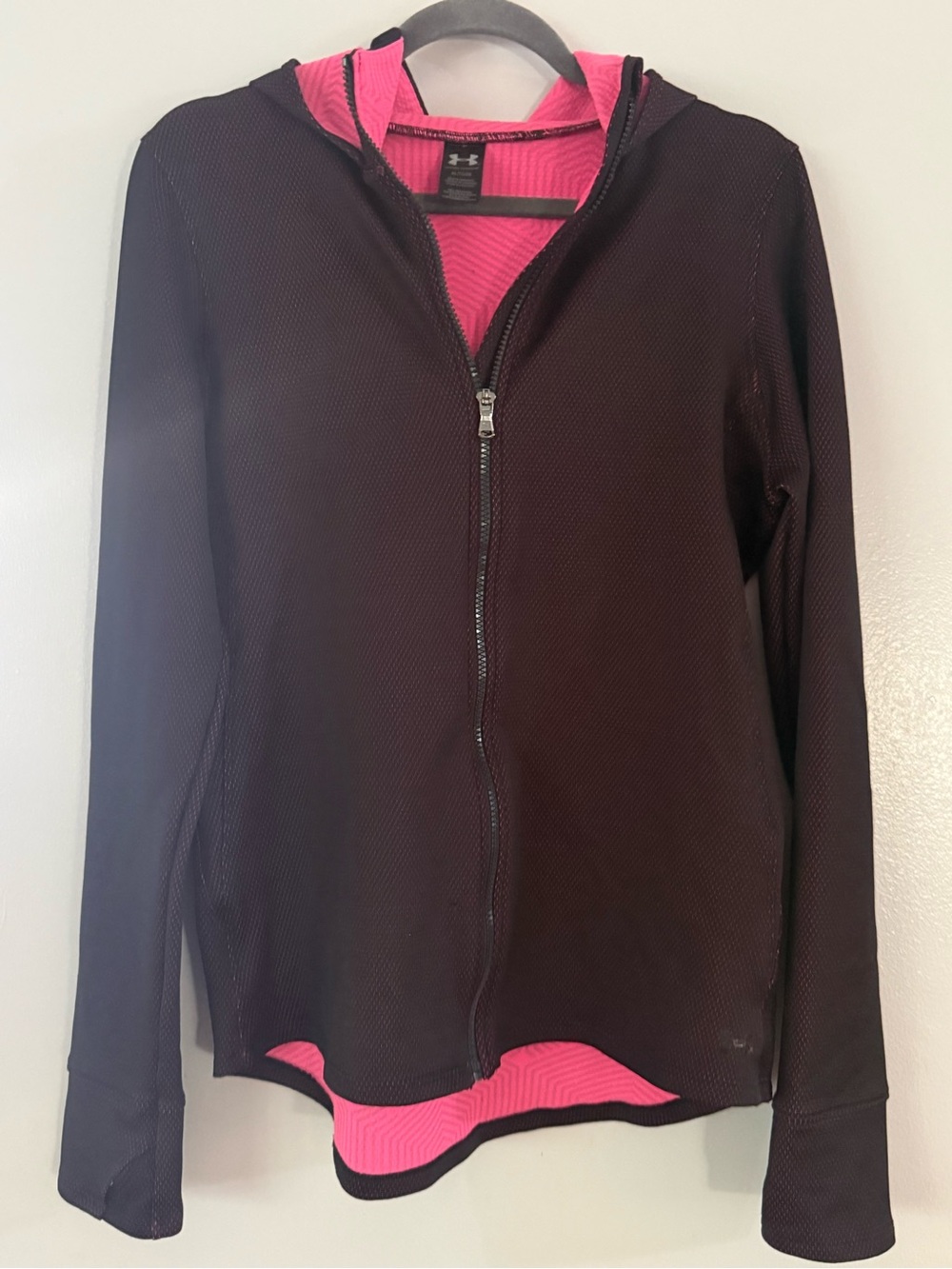 Under Armour ColdGear Infrared Thermo Full Zip Hoodie Black Pink XL